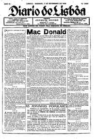 Sábado,  7 de Setembro de 1929 (1ª edição)